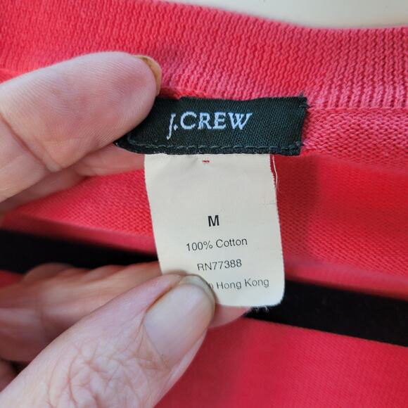 J.Crew Women’s Medium Sweater Coral Pink V-Neck Pullover 100% Cotton Long Sleeve - Picture 2 of 7